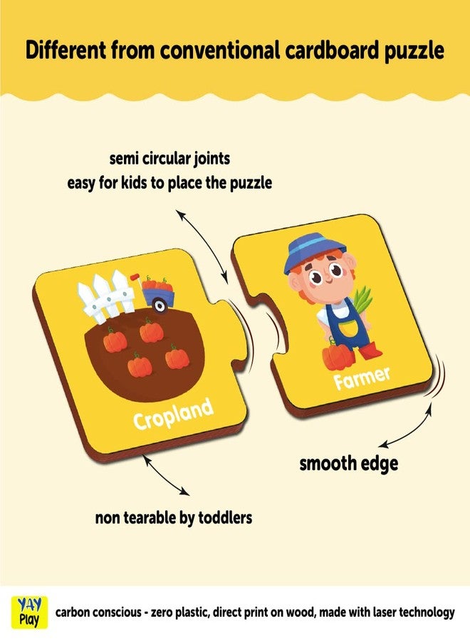 YaYplay Yay Play Profession 2 Piece Wooden Jigsaw Puzzle, Set of 6 Wooden Puzzle for Kids, Montessori Early Educational Pre School Puzzle Toys for 2+ Years Kid - Image 3
